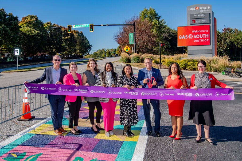 Ribbon-cutting for the Quilt artistic crosswalks at Gas South District