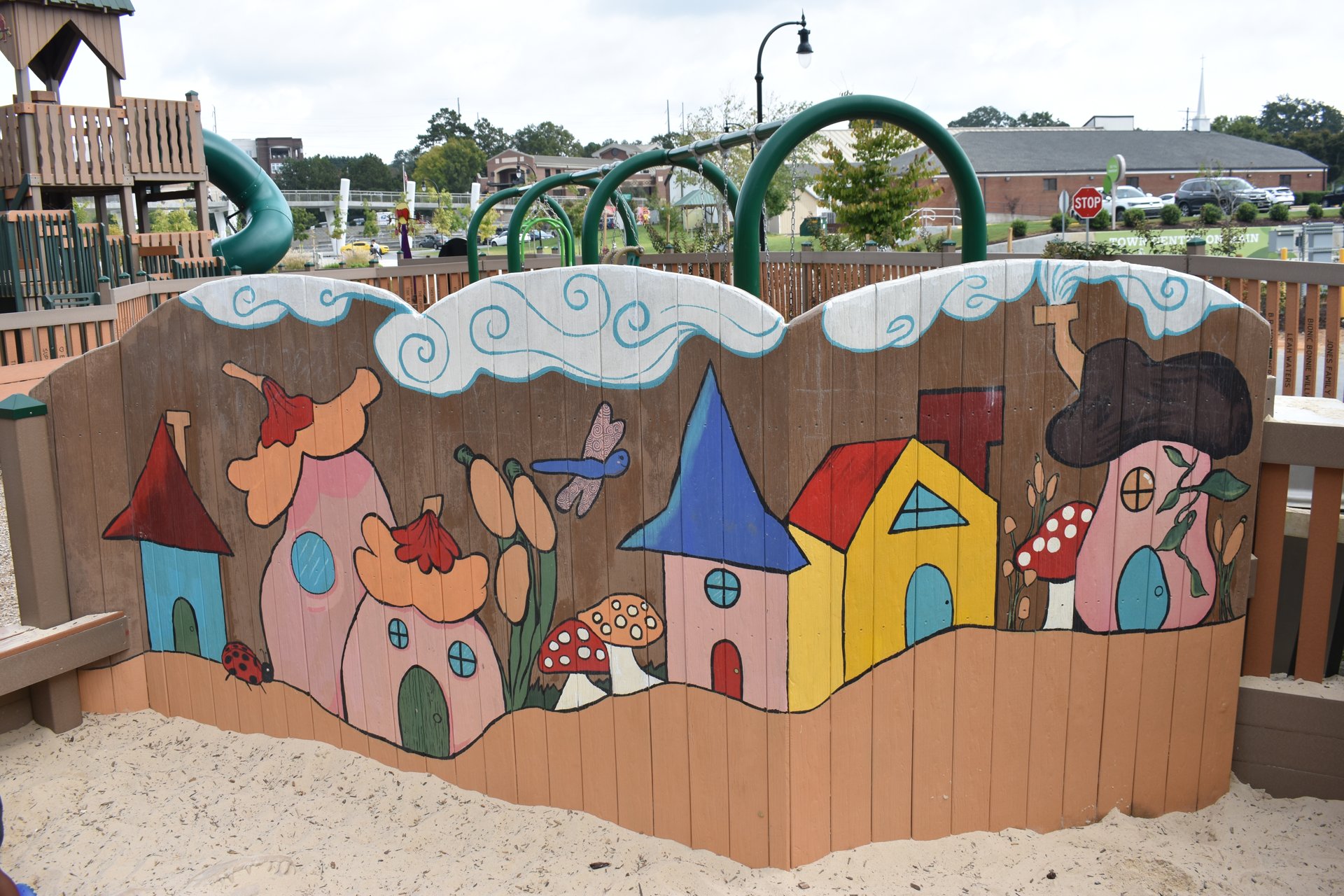 Painted storybook scene at PlayTown Suwanee